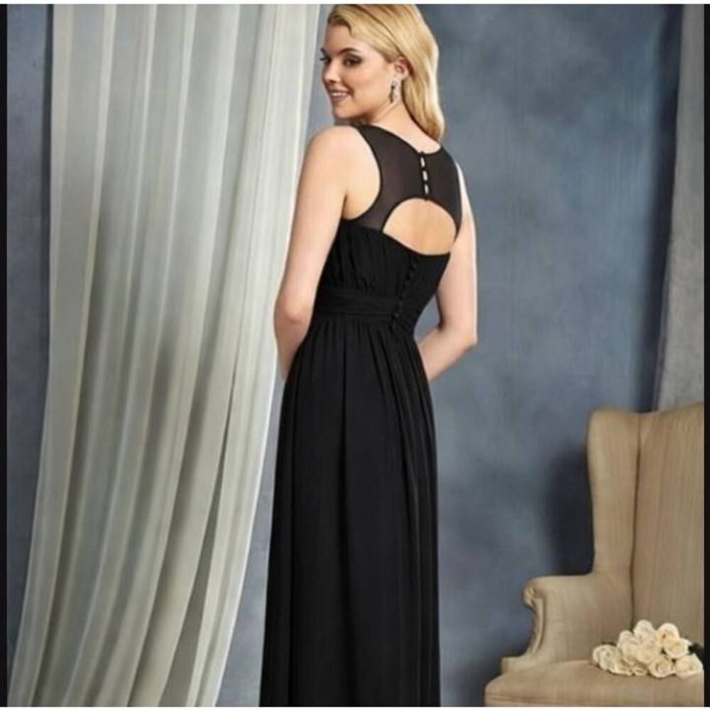 Alfred Angelo size 4 black button up back full length maxi black gown dress